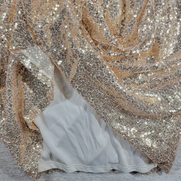 Kate Kasin Evening Gown Womens 8 Gold Sequined V-Neck Formal Prom Bridesmaid New - Picture 12 of 16